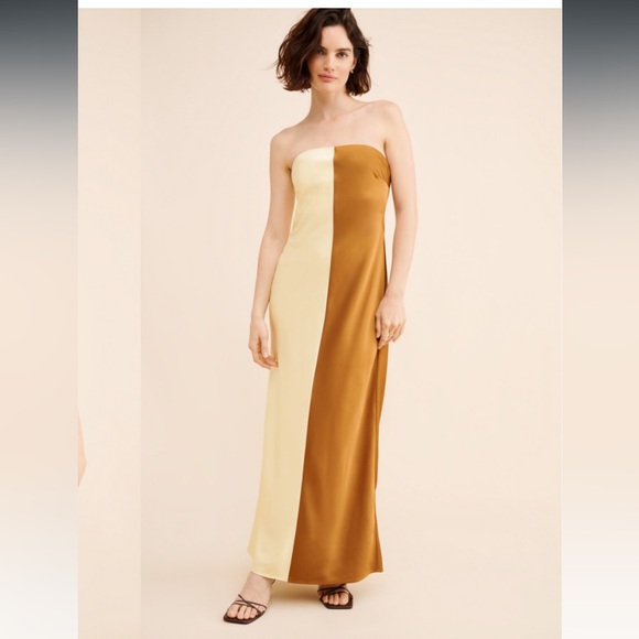 Significant Other Dresses & Skirts - Significant Other Strapless Cream and Brown Dress